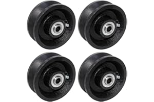BOBCO METALS Cast Iron V Groove Wheel Set with Wheel Box, 4 Gate Wheels for Roller Bearing Residential Rolling Gates (4" x 1.5" Gate Wheels)