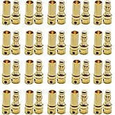 FLY RC 30 Pairs 3.5mm Male Female Gold Banana Plug Bullet Connector Plug for RC Battery ESC Motor