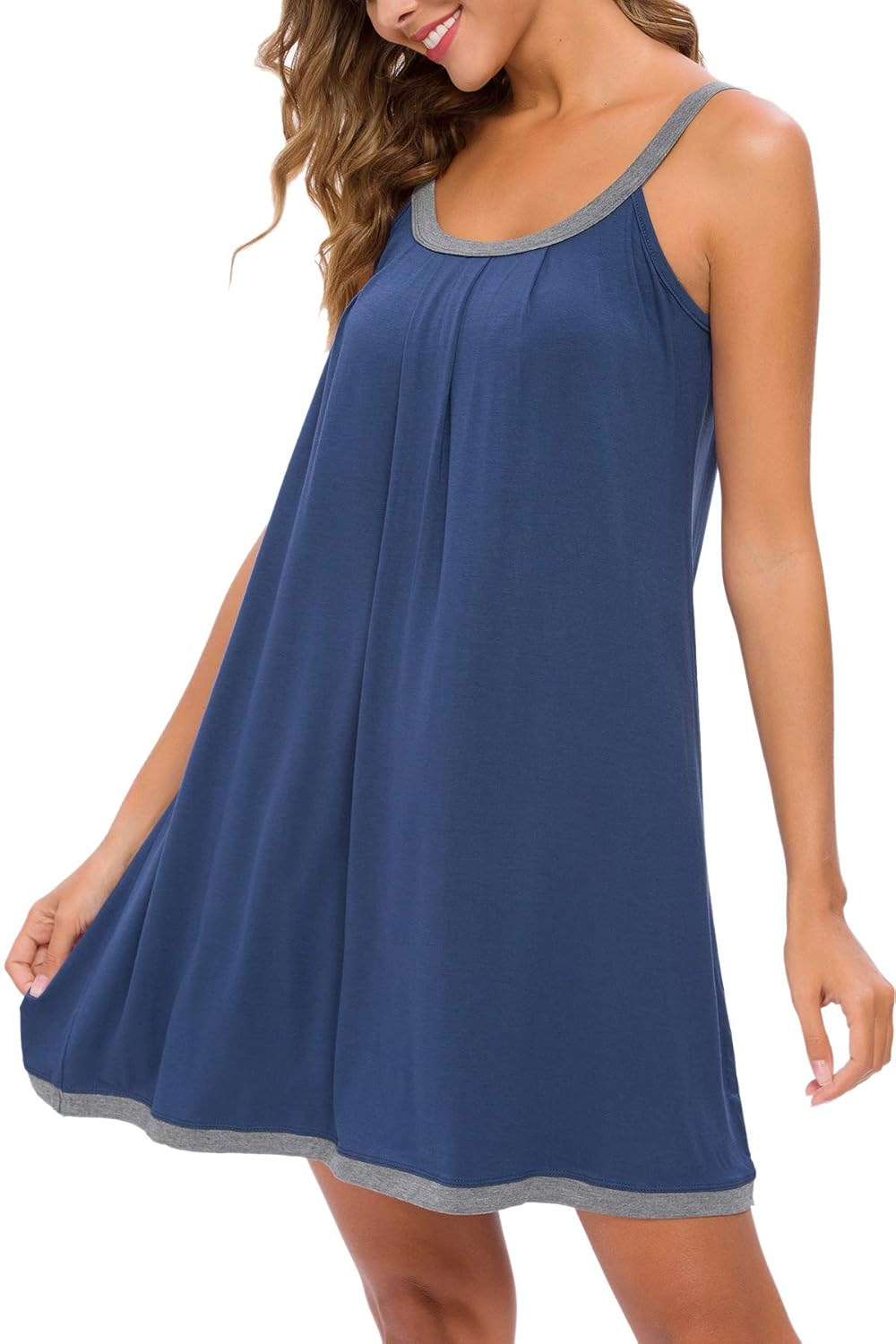 AVIIER Women Cotton Sleeveless Tank Nightgowns Wide Strap Chemise Full