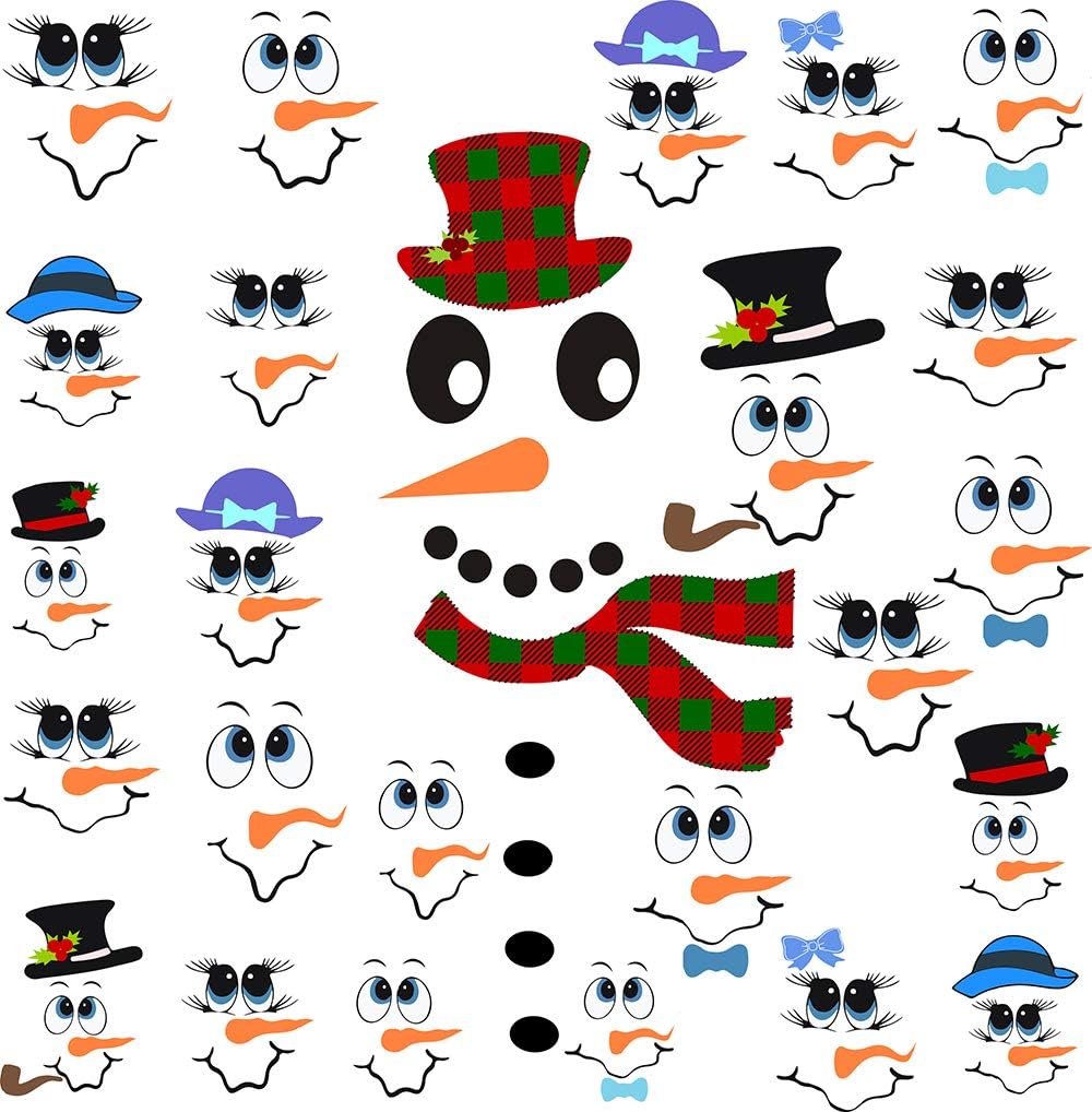 Window Treatments - Snowman Face Stickers Snowman Decals Christmas Wall Decals Snowman Faces Decals Refrigerator Wall Stickers Window Cling Decal Lovely Snowman Face Art Wall Decor Christmas Decorations