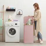 Lifewit 100L Laundry Basket with Lid Pink Bamboo Handles Removable Inner Bag view 2