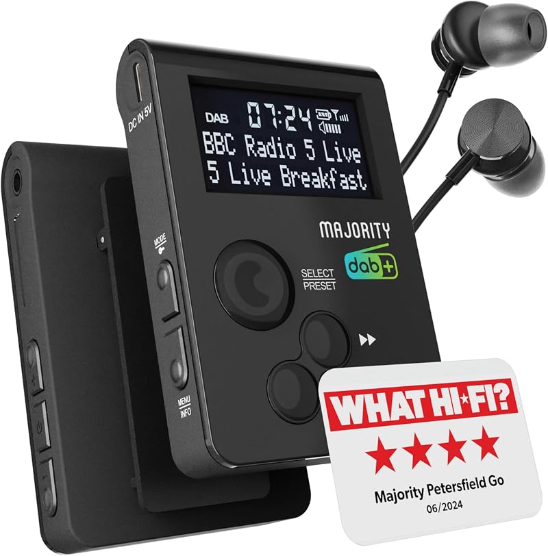 MAJORITY Petersfield Go Pocket DAB Radio with Sports Clip 12h Battery