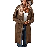 Alaster Queen Women's Hooded Fall Cardigan Long Sweater Open Front Button Down Knit Winter Cardigan Coats with Pockets