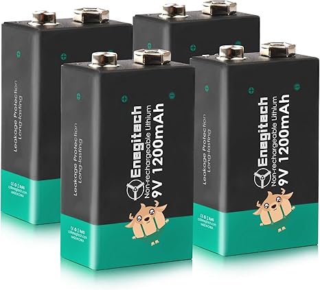 Versión actualizada] Enegitech batería de Litio de 9 V, Paquete de 4 baterías de Detector de Humo no Recargables de 1200 mAh para Alarma de Incendio multímetro: Amazon.es: Electrónica