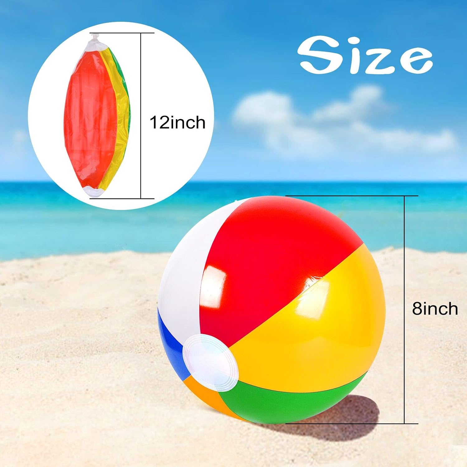 Coopay 30 Pack Inflatable Beach Balls Classic Rainbow Swimming Pool Ball Birthday Beach Party Decoration Summer Water Games Gifts 8 to 12 Inches from Inflated to Deflated: Sports & Outdoors