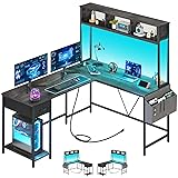 Yoobure L Shaped Desk Gaming Desk with LED Strip