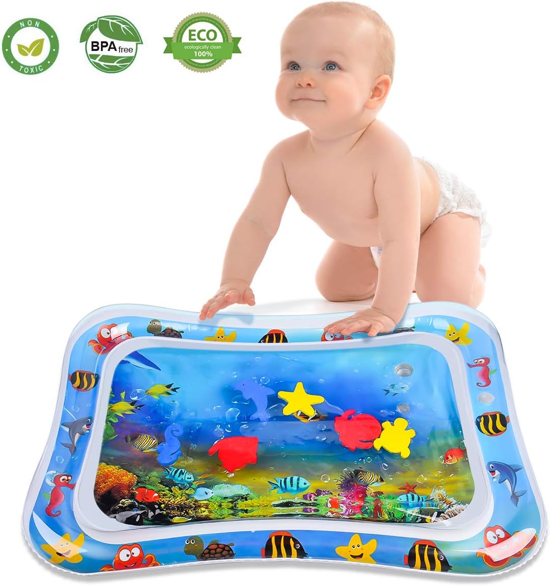 Funkprofi Inflatable Tummy Time Premium Water Mat for Infants & Toddlers, BPA Free Baby Water Play Mat, Funny Play Activity Center for Baby Growth and Stimulation