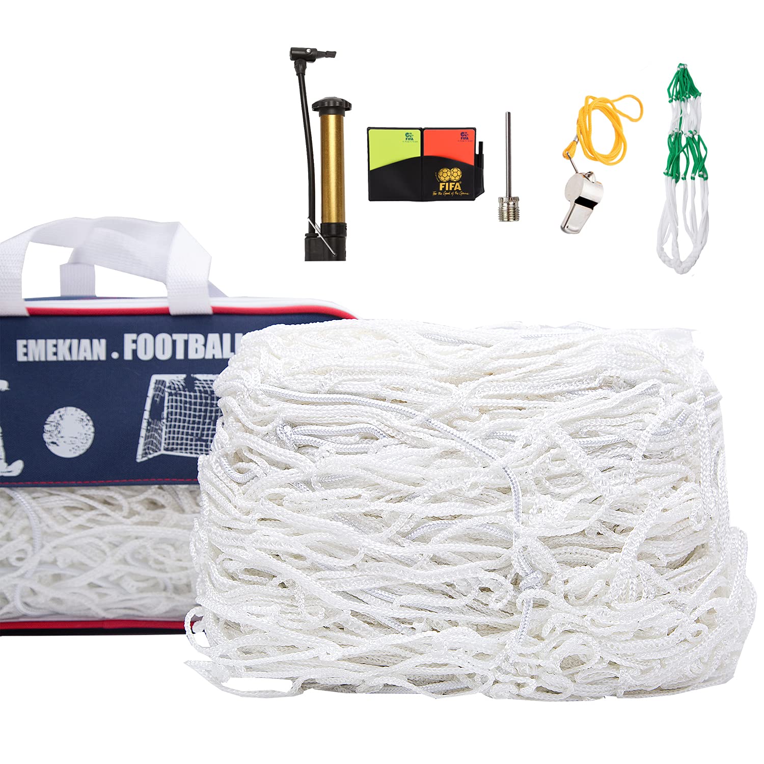 Photo 1 of EMEKIAN 2 Pcs Soccer Replacement Goal Nets, 11 v 11 Polyester Football Net, Full Size Soccer High Impact Net Set for Match Training, 24.5 Ft x 8.2 Ft, NOT Include Posts