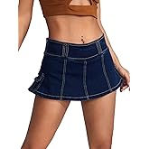 Floerns Women's Casual A Line Flare Jean Denim Mini Skirts with Pocket