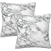 Perinsto Black and White Marble Throw Pillow Covers Set of 2 Decorative Pillowcases Soft Cushion Covers for Sofa Couch Bed Home Decor, 18"X18"