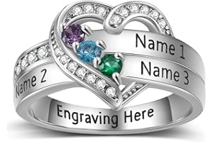 Personalized Mothers Rings Birthstones Rings for Women with 1-8 Names Sterling Silver Promise Ring for Her Gifts for Mom Wife