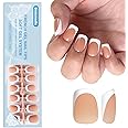 Dsixnails Short Deep Press on Nails for Women,150pcs Square Nude French Tip Press on Nails, Pre-lasting French Tip Nails, Acrylic Soft Gel Nail Tips, Soak Off Full Cover Fake Nauls in 15 Sizes