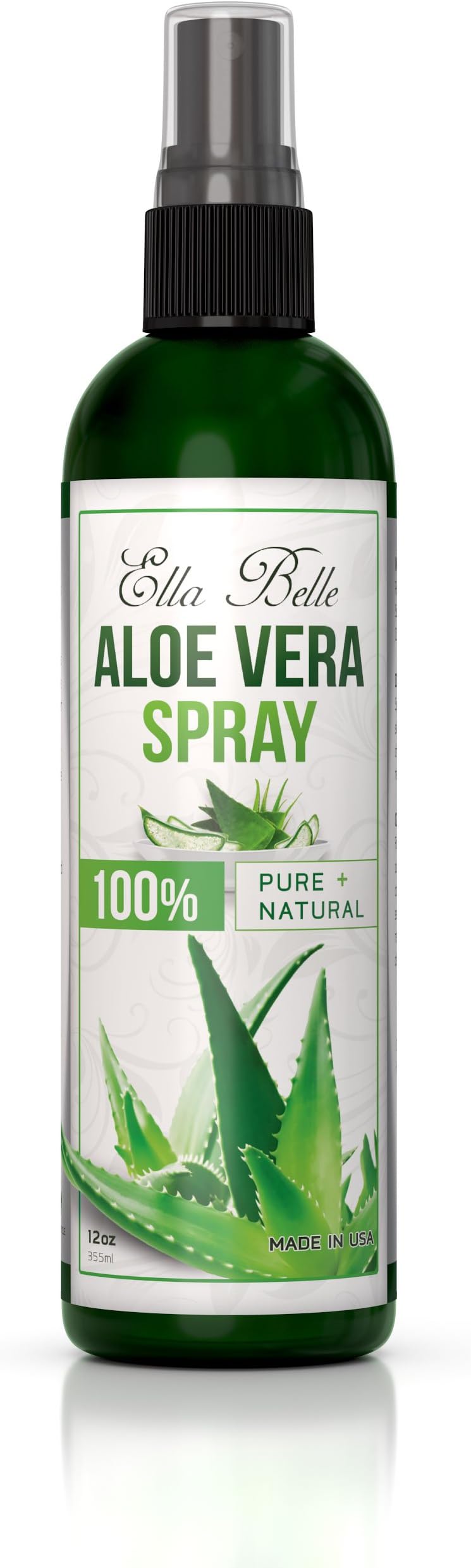 Aloe Vera 100% Liquid Spray - Sunburn Relief and Skin Repair - Organic Large 12oz - for Skin, Face and Hair - Easy to Apply - Perfect for Chapped, Dry, or Su