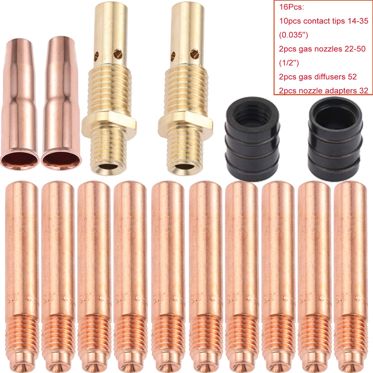 WeldingCity 25-pk TAPERED Contact Tip 14T-45 (0.045\") For MIG Welding Gun Lincoln Magnum 200-400A And Tweco Professional #2-#4