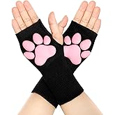 Nydotd Cat Paw Pad Mittens Gloves Kawaii Pink 3D Claw Fingerless Cute Cat Cosplay Gloves Sleeve for Girls Party