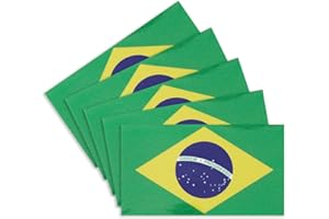 CANTENDO 5Pcs Brazil Flag Decal Sticker - Brazilian Flags Reflective Vinyl Car Stickers - for Car Window Bumper Waterproof Sticker (2.5 x 4.5 Inch)