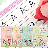Magic Grooved Writing Practice Books for Kids 3-8 | Reusable Grooved Handwriting Workbooks, 3D Tracing Books with Disappearing Ink Pens, Preschool Learning Activities