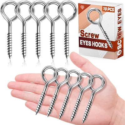 FFWHKON 10 Pcs Eye Hooks Screw 2.5 Inches Stainless Steel Heavy Duty 200 Lbs