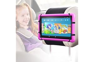 afontoto Anaoer Car Headrest Mount Silicon Holder, Universal Tablet Holder in Back Seats, Car Mount Angle-Adjustable Car Headrest Holder Fits All 7-12.9 inch Tablets/Game Machines