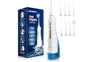 Hangsun Water Flossers for Teeth Cordless Rechargeable Dental Oral Irrigator Water Jet for Teeth Braces Care with 8 Jet Tips for Travel and Home Use (White)