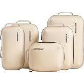Aerotrunk Ultralight Compression Packing Cubes for Travel, 6-Pack, Beige | Pack 2x More Clothes, Maximize Luggage Space, Stay Organized, YKK Compression Zippers, Ultralight Travel Organizer Bags