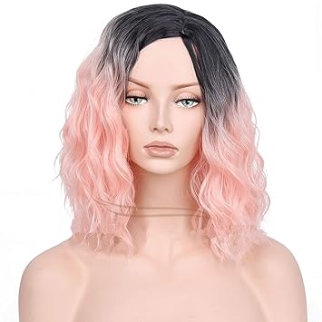 Amazon Com Synthetic Ombre Red Blue Pink Wigs Short Black Hair