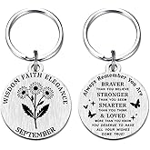 HYHYDHP September Birth Flower Keychain - September Birth Flower Gifts - Special Aster Birthday Ideas