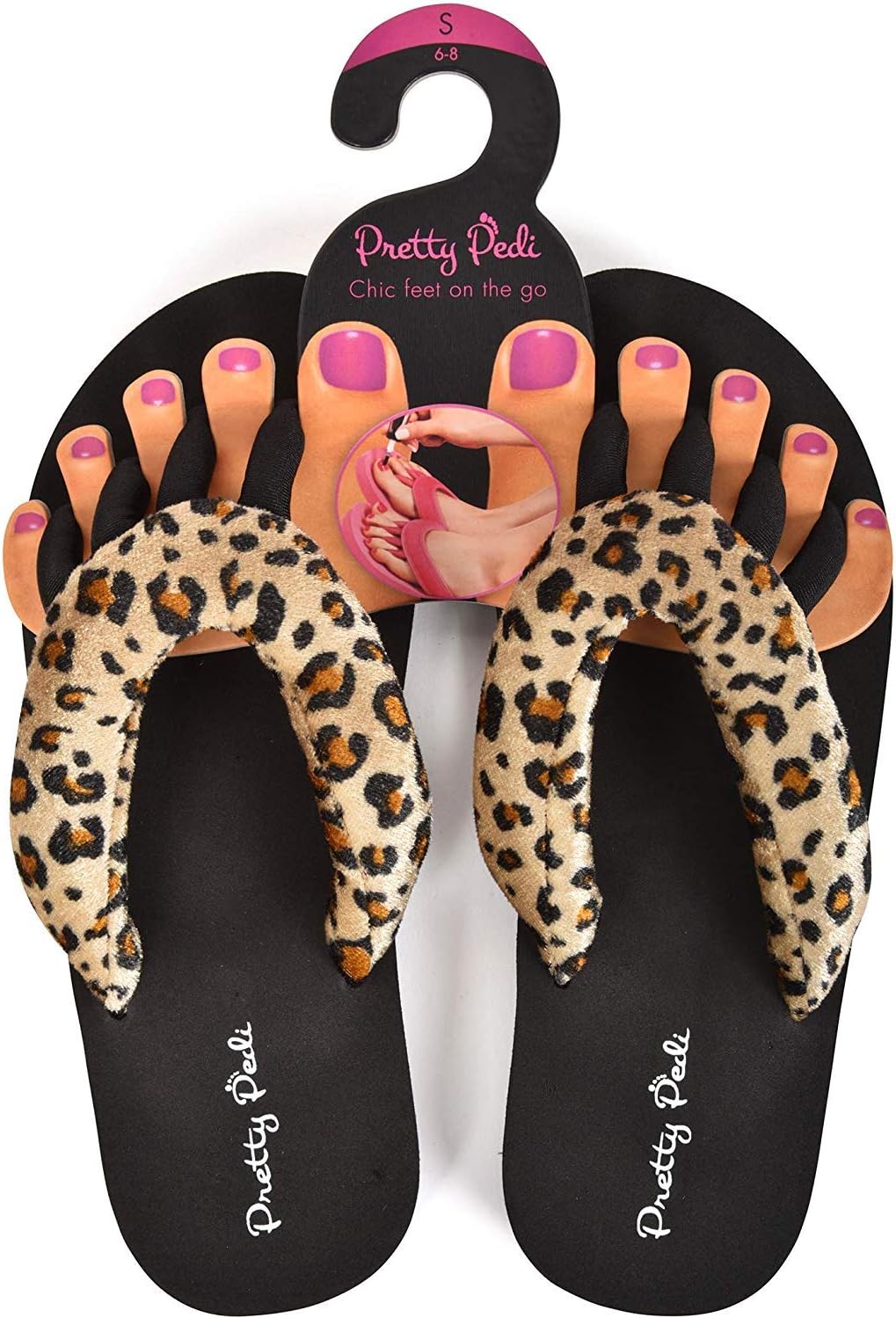 Pretty Pedi Super Lightweight Brand Pedicure Sandals with Toe Separator Feature (Medium, Leopard)