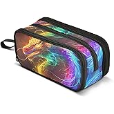 Bolaz A Rainbow Dragon with Glowing Eyes Pencil Case Large Capacity Pen Bag with Compartment Students Stationery Organizer Pencil Pouch Marker Case for School Office Work