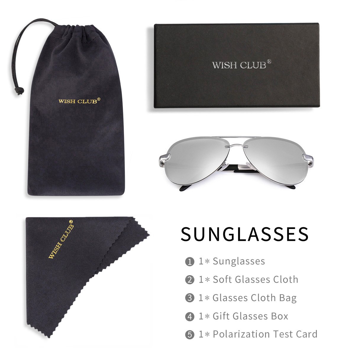 Aviator Sunglasses WISH CLUB polarized sunglasses Men\'s Retro Designer Shades UV400 Lens Outdoor Unisex Sun Glasses