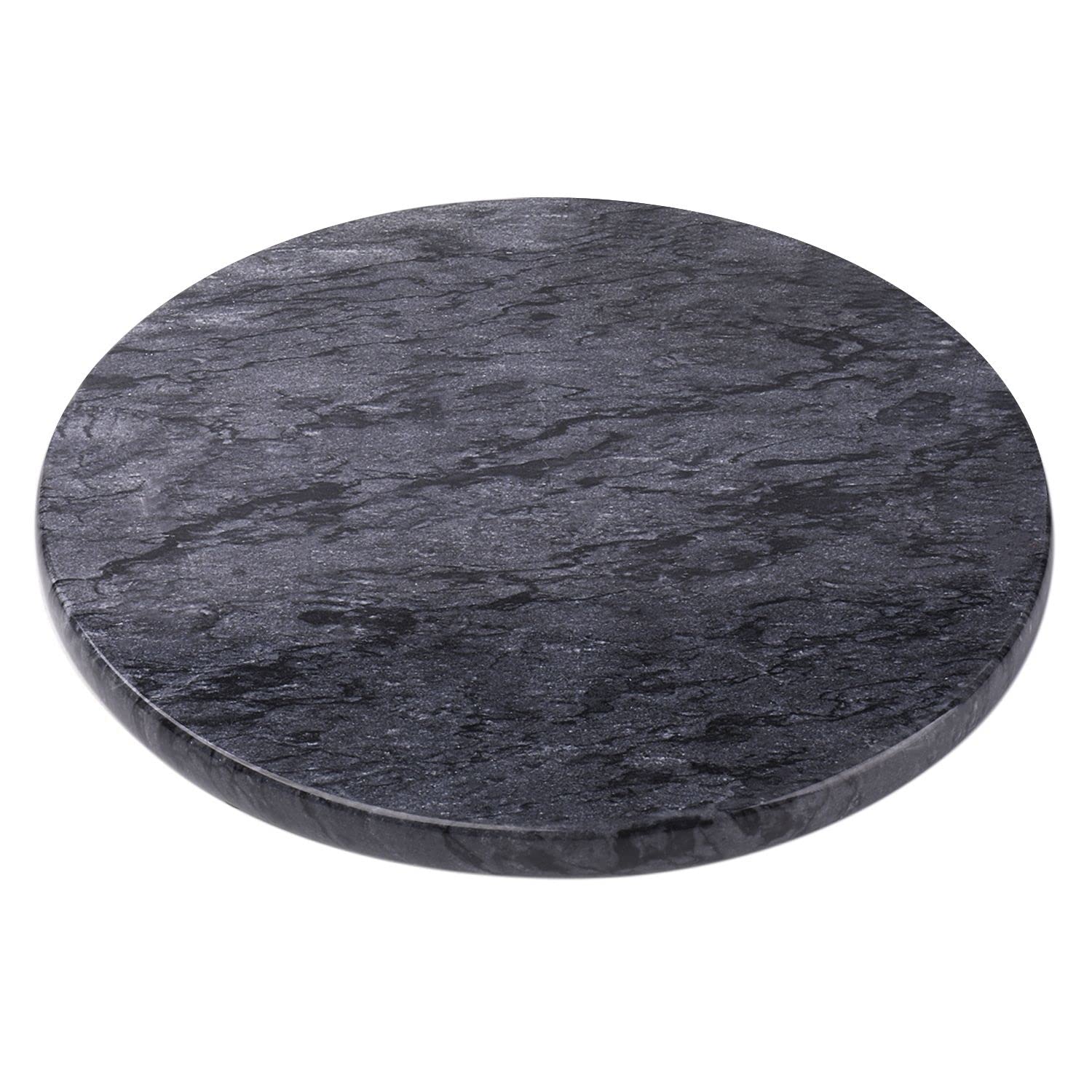 Flexzion Round Black Marble Cheese Board - 12 Inch Serving Board for Charcuterie, Cheese, Cutting, Pastry, Trivet - Non-Stick and Heat Resistant