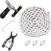 Bike Chain Kit, 6/7/8 Speed Multi-Function Bike Mechanic Repair Kit, Chain Breaker and Bike Link Plier with Hook and 3 Pairs Bicycle Buckle, Reusable