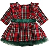 Kuriozud Toddler Baby Girl Plaid Dress Cute Party Dress for Christmas