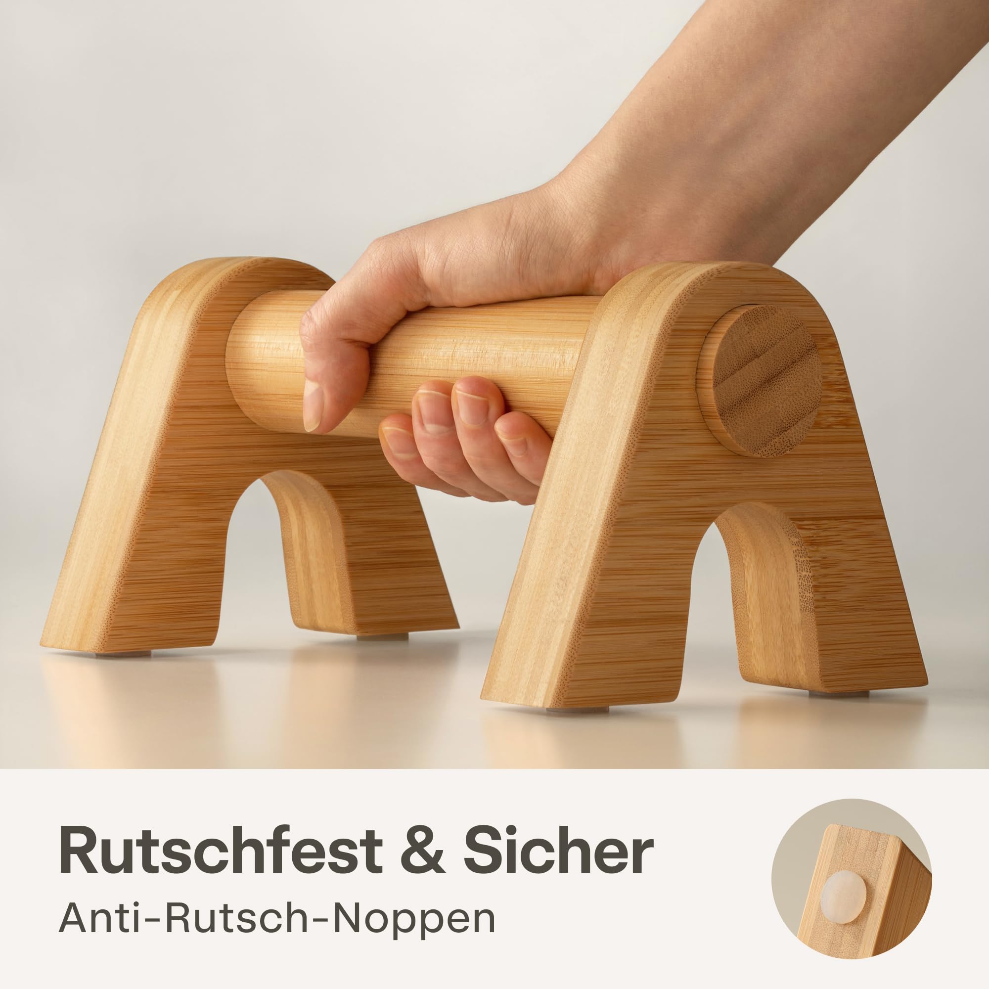 Praknu Liegestützgriffe aus Holz - 2x Rutschfeste Parallettes mit Tasche - Ergonomische Dip Barren für Fitness & Liegestütze - Calisthenics Equipment Für Zuhause & Outdoor – Push Up & Handstand Griffe 3