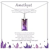 Sureio 1 Set Healing Necklace Crystal Stones Necklace Adjustable Amethyst Spiritual Energy Healing Stone Pendant Jewelry Gift for Women