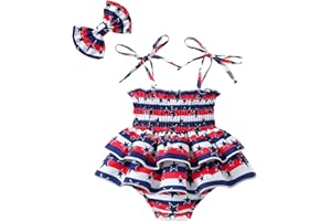 Noubeau Toddler Baby Girl 4th of July Dresses Independence Day Outfit Kid American Flag Stars Stripes Patriotic Dress Clothes