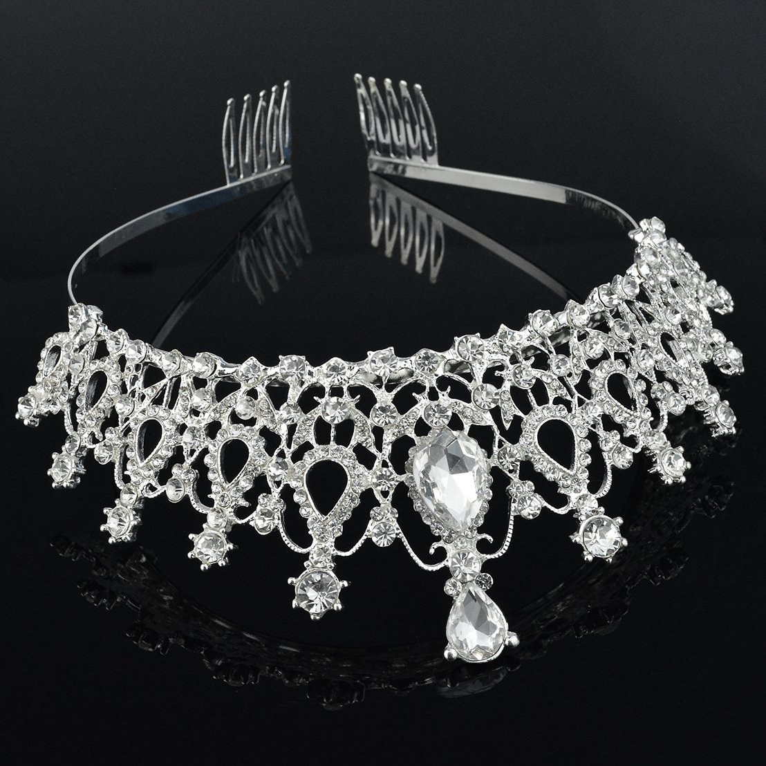 SUMERSHA Wedding Tiara Crown with Comb Bridal Pageant Rhinestone Crystal Prom Gorgeous Headband Hair Accessories For Party Birthday Christmas