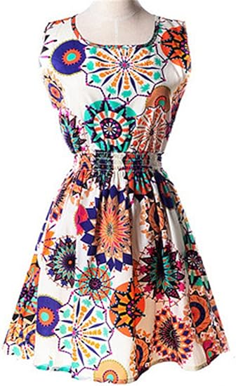 Amazon カンセイ プラス Kansei Plus ワンピース レディース 丸首 ノースリーブ シフォンドレス マルチカラー ひまわり 花柄 フラワー プリント ホワイト S Xxl 選択 ワンピース チュニック 通販