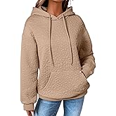 EVALESS Womens Hoodies Casual Long Sleeve Drawstring Jacquard Sweatshirt Pullover Tops Loose Outfits Clothes