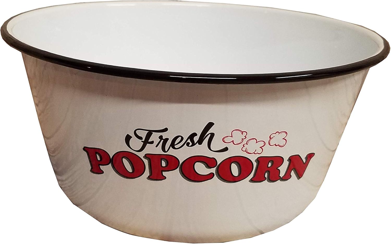 Vintage Enamel Popcorn Bowl Serve Snack Dish (Large
