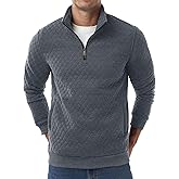Sailwind Mens Quarter Zip Sweatshirt Long Sleeve Quilted Pullover Casual Mock Neck Polo Sweater