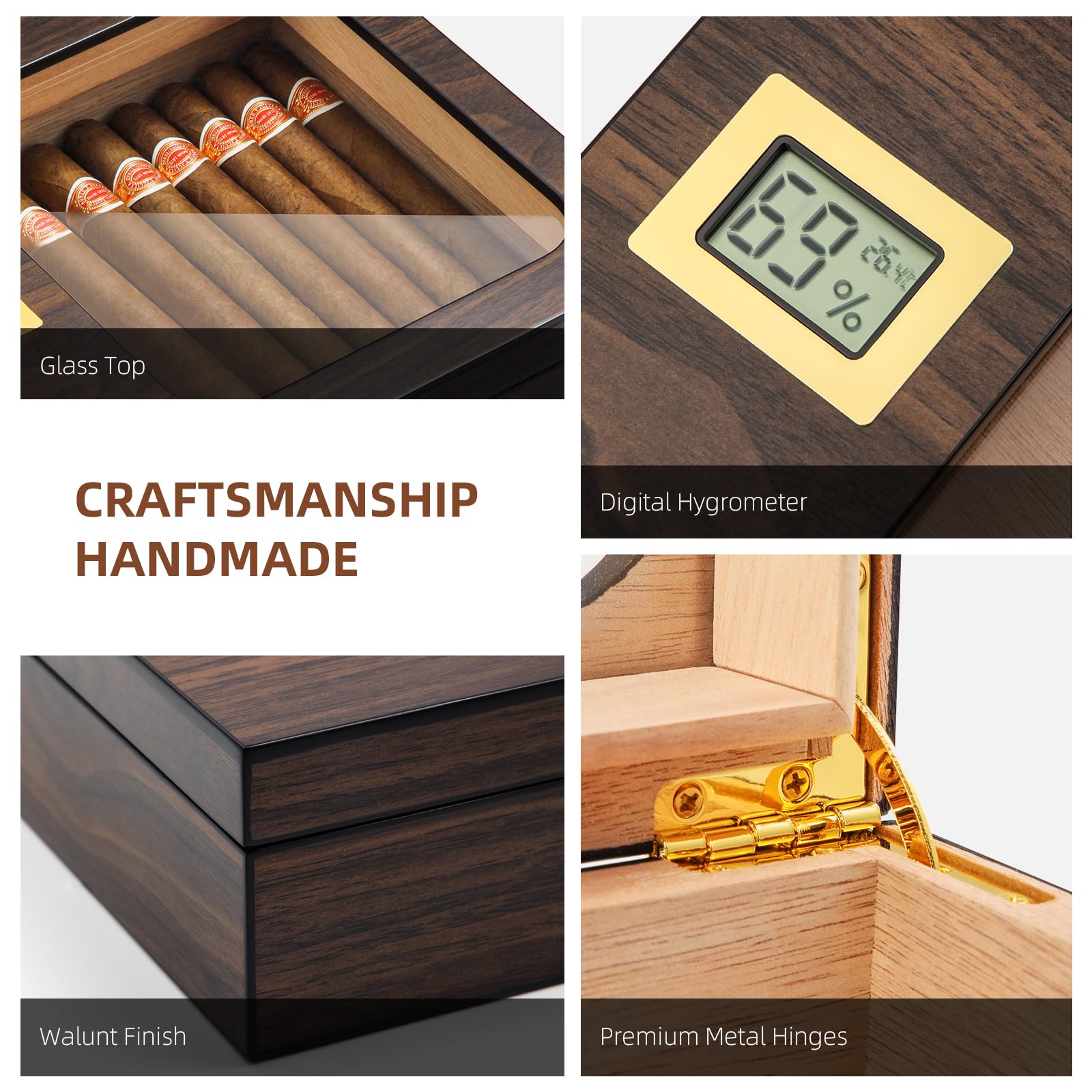 Modern Humidor Box Mua OTAKOKIT Cigar Humidor, Modern Glass Top Cedar Humidor Cigar Box ...