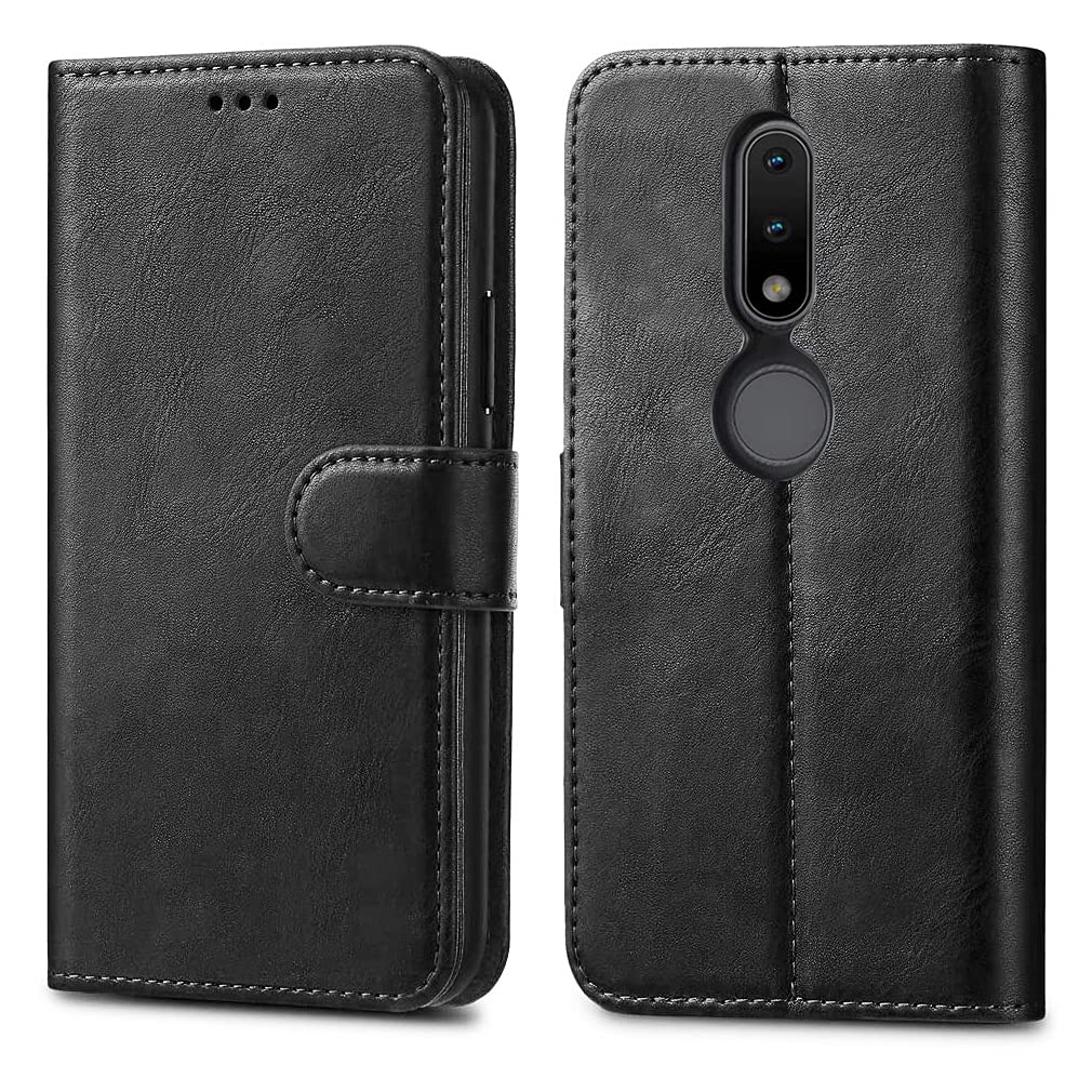 GAPlus Nokia 2.4 (2020) Case - Premium Wallet Leather Flip Case Magnetic Stand Cover For Nokia 2.4 [Card Holder] [Magnetic Closure] Black