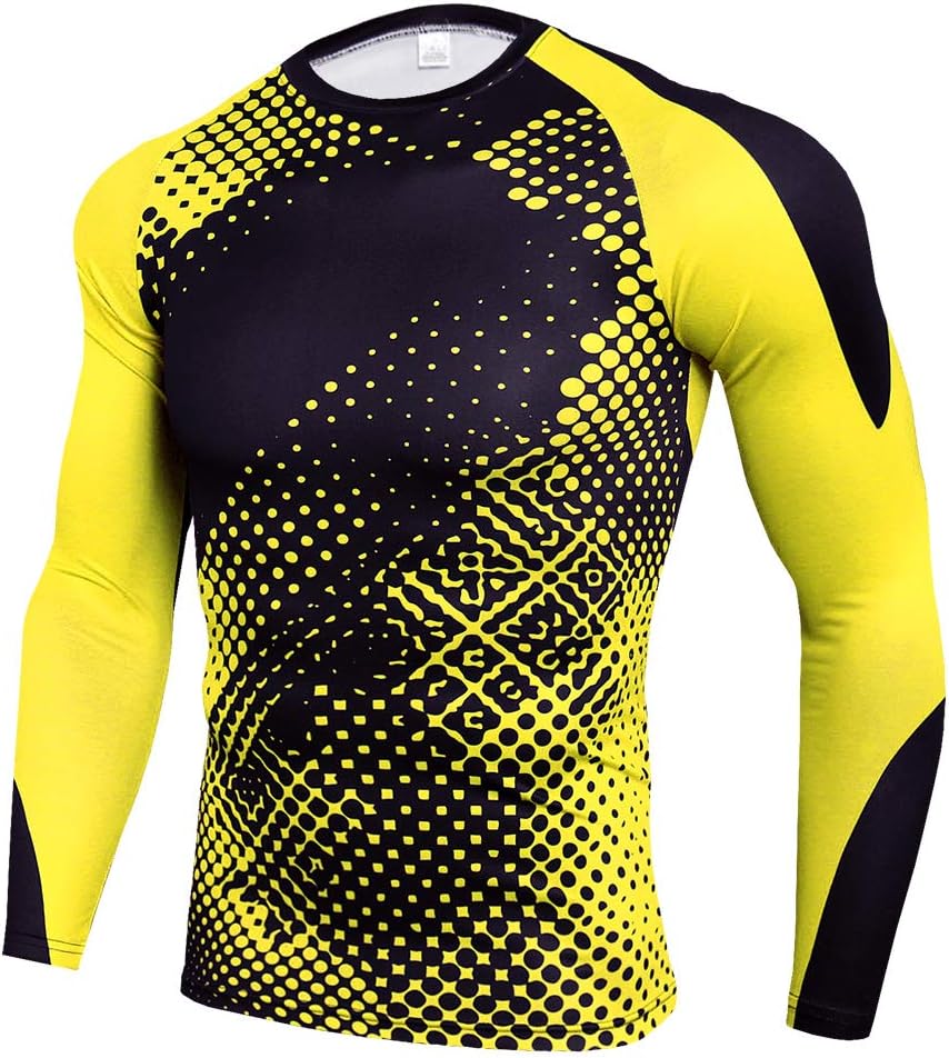 NATURET Men's Compression Quick Dry Baselayer Athletic Sweat Shirts Fit Running Cool Shapewear (XXXL, Multicolor32)
