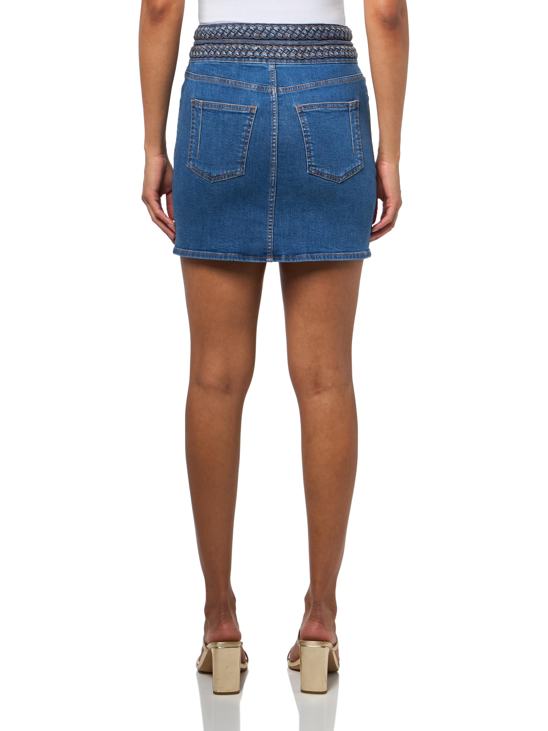 Condition photo showing New/Like New for derek lam 10 crosby stella braided waist mini skirt, pacific, 26
