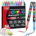 Guangna Acrylic Paint Markers Set - 1-6mm Flexible Brush Tip for Artists & Students | Waterproof, High Coverage, No Bleed-Through | Canvas, Rock, Wood, Fabric Painting & DIY Crafts