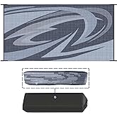 EEZ RV Products 9'x18' GW Heavy Duty Reversible/Durable Outdoor Patio/RVing Mats(9ft x18ft Grey) Come with Large Storage Bag