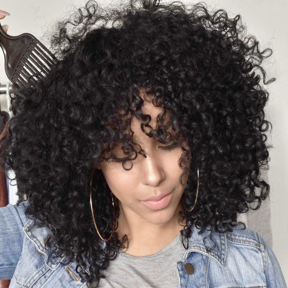 curly afro wigs with bangs