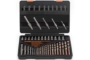 BSUXMAFG Screw Extractor Set, 55 Pieces Easy Out Bolt Extractor Set, Multi-Spline Extractors Remover for Removing Stripped Screws, Studs, Fittings and Lugs Extraction