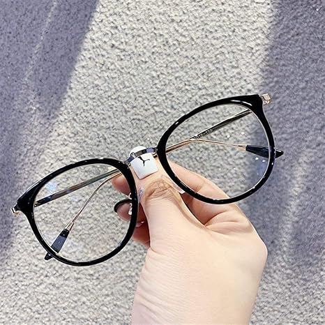 Amazon Co Jp 一千社の愛 年の は 丸いメガネフレーム創造目の女性モデル金属近視平野ガラス眼鏡フレームレトロ Color Bright Black Size Figure ホーム キッチン
